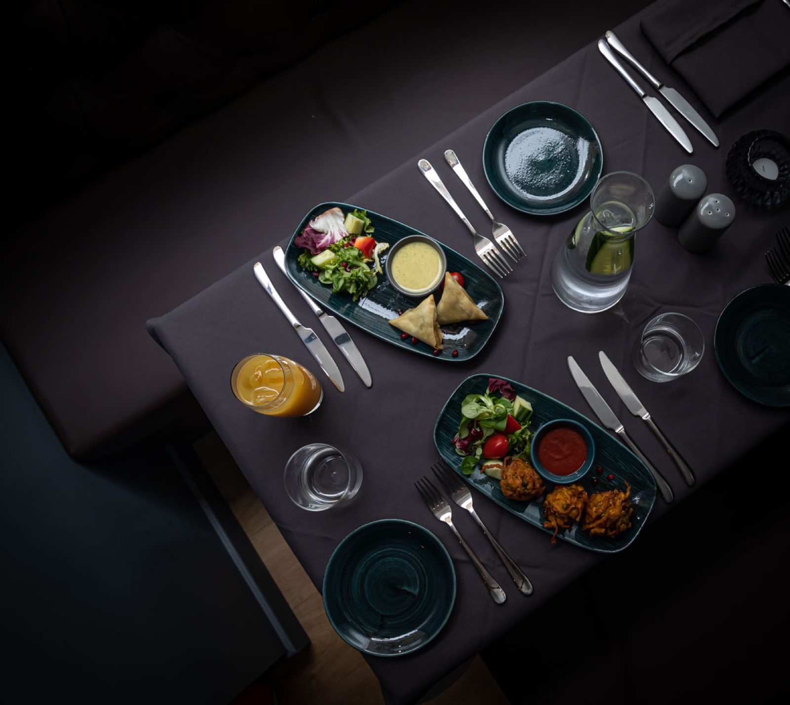 An overhead view of a table of Bo&rsquo;ness Spice starters